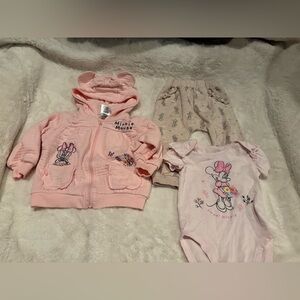 🌸5/$50🌸Disney Pink Minnie Mouse Three-Piece Baby Outfit